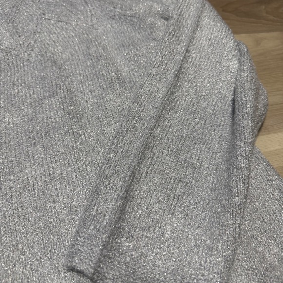J.Jill Metallic Knit Sweater Womens XL Tall Silver Shimmer Sunburst SSW330293 - Picture 4 of 12